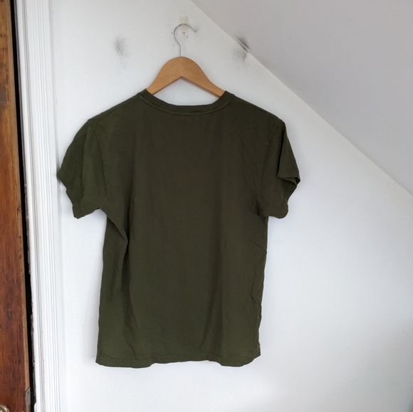 LETLUV Joni Mitchell Retro Graphic Band Tee Gold Metallic in Olive Size XXS - Picture 4 of 7